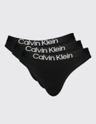 CALVIN KLEIN Танга с контрастно с лого - 3 чифта Черен