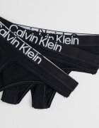 CALVIN KLEIN Танга с контрастно с лого - 3 чифта Черен