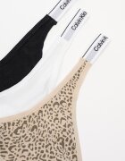 CALVIN KLEIN Танга с лого - 3 чифта Бял/Черен/Бежов