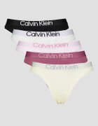 CALVIN KLEIN Танга с лого на талията - 5 чифта Бял/Черен/Розово