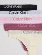 CALVIN KLEIN Танга с лого на талията - 5 чифта Бял/Черен/Розово