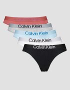 CALVIN KLEIN Танга с лого на талията - 5 чифта Бял/Черен/Син