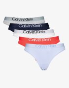 CALVIN KLEIN Танга с лого на талията - 5 чифта Бял/Сив меланж/Син