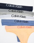 CALVIN KLEIN Танга с лого на талията - 5 чифта Сив/Розова сьомга/Син