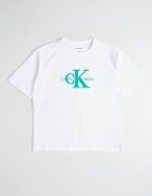 CALVIN KLEIN Тениска с овално деколте и лого Бял/Зелен