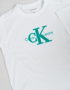 CALVIN KLEIN Тениска с овално деколте и лого Бял/Зелен