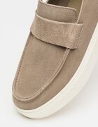 CALVIN KLEIN Велурени мокасини с лого Светло кафяво
