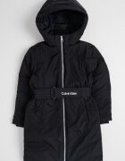 CALVIN KLEIN Зимно яке с качулка и колан на талията Черен