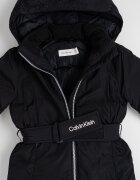 CALVIN KLEIN Зимно яке с качулка и колан на талията Черен