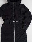 CALVIN KLEIN Зимно яке с качулка и колан на талията Черен