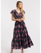 CAMISSI Дълга рокля с шпиц - Бял/Зелен