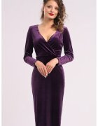 CAMISSI Кадифена миди рокля с шпиц - Тъмно лилаво