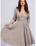 CAMISSI Къса разкроена рокля с джобове - Светлокафяв/Бежов/Мръснобял