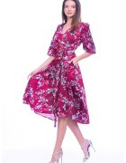 CAMISSI Рокля на точки със застъпен дизайн - Малина/Син