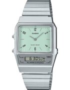 Casio Часовник AQ-800E-3AEF - дамски - зелен циферблат - смесен аналогов и цифров - неръждаема стомана - водоустойчив до 100m