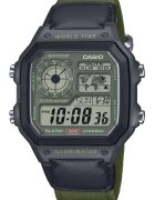 Casio Часовник мъжки AE-1200WHUB-3AVEF - цифров - зелен каишка - водоустойчив до 100м