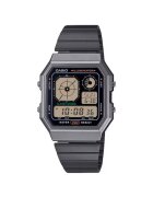 Casio Часовник Vintage A130WEGG-1AEF - многоцветен - 34мм - черна верижка от неръждаема стомана - водоустойчив 10 ATM