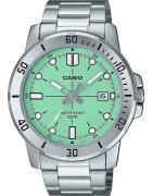 Casio Мъжки часовник аналогов - корпус от неръждаема стомана - верижка от неръждаема стомана - ментов зелен циферблат - 45x10.3мм ...