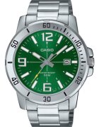 Casio Мъжки часовник аналогов - зелен циферблат - каишка от неръждаема стомана - 5 ATM - 45x10.3 мм