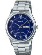 Casio Мъжки часовник - MTP-V006D-2BUDF - Кварцов - Ежедневен - Минерално стъкло - Стомана - Син/Сребрист - 40 мм