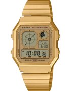 Casio Мъжки часовник Vintage A130WEG-9AEF - златист - резинов корпус - водоустойчив до 30м
