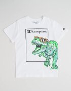 Champion Тениска Dinosaur с овално деколте Бял/Неоново зелено