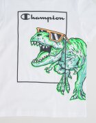 Champion Тениска Dinosaur с овално деколте Бял/Неоново зелено