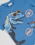 Champion Тениска Dinosaur с овално деколте Прашно синьо/Неоново оранжево
