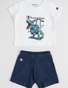 Champion Тениска и къс панталон с лого Бял/Тъмносин