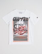 Champion Тениска от памук с шарка отпред Бял/Сив