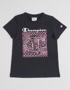 Champion Тениска с овално деколте и флорална шарка Черен/Розово