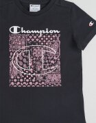 Champion Тениска с овално деколте и флорална шарка Черен/Розово