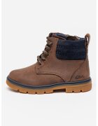 Clarks Боти Lorcam от кожа и велур - Тъмносин/Тъмнокафяв/Карамел
