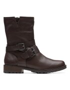 Clarks Боти Well от велур и кожа Тъмнокафяв
