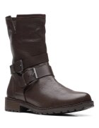 Clarks Боти Well от велур и кожа Тъмнокафяв