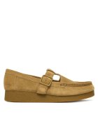 Clarks Дамски мокасини тъмно пясъчен велур - естествена кожа - модел WallabeeEVOBar 26183