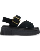 Clarks Дамски сандали на платформа - велур - черни