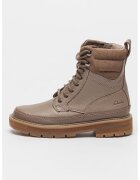 Clarks Кожени боти Prague с велур - Сиво-кафяв