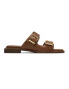 Clarks Кожени чехли Ariany Bay с тока - Канелено кафяво -