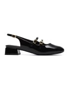 Clarks Кожени лачени пантофки Daiss тип Mary Janes с отворена пета - Черен