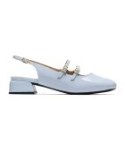 Clarks Кожени лачени пантофки Daiss тип Mary Janes с отворена пета - Небесносин