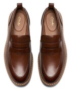 Clarks Кожени мокасини Aldwin Step Коняк кафяв