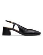 Clarks Кожени обувки с отворена пета и масивен ток Черен