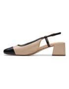 Clarks Кожени обувки с отворена пета и масивен ток Черен/Бежов