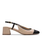 Clarks Кожени обувки с отворена пета и масивен ток Черен/Бежов