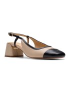 Clarks Кожени обувки с отворена пета и масивен ток Черен/Бежов