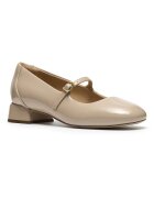 Clarks Кожени пантофки Daiss тип Mary Janes с малък ток Светло бежово