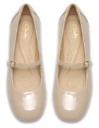 Clarks Кожени пантофки Daiss тип Mary Janes с малък ток Светло бежово