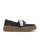 Clarks Мокасини Torhill от набук - Мръснобял/Антрацитно сиво