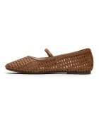 Clarks Пантофки Livia стил Mary Jane със сплетен дизайн Канелено кафяво